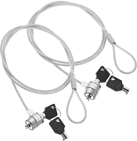 SHINEOFI Lucchetto per Laptop Chiave, 2 Set, Lega, Cavo Anti Furto | Rotazione a 360 Gradi, Design Flessibile, per Notebook e Accessori, Confezione Doppia