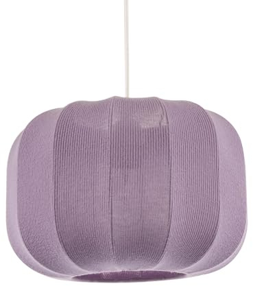 Modern and Feminine Pendant Lighting Shade with Soft Elasticated Fabric Lilac Covering | 30cm x 20cm | Perfect for Bedroom by Happy Homewares