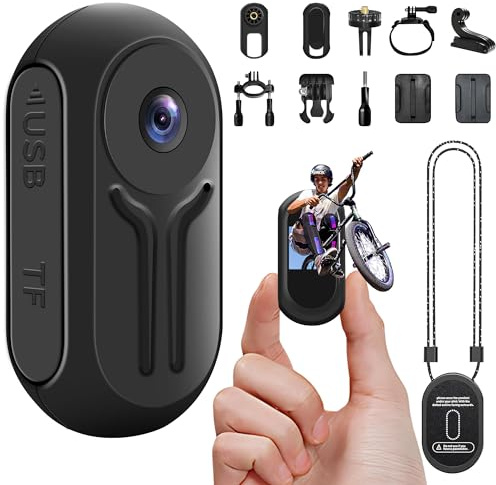 Nisanuki Mini Caméra Sport, 120° Caméra Action avec Écran, Camera Corporelle Vlog Magnétique avec Vision Nocturne Caméscope Vidéo Casque Moto Vélo