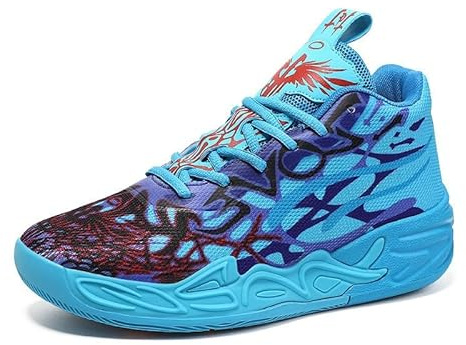 Solastride Basketbollskor for män med nät som andas och halkfria fashionabla utomhussportfritidsskor(Blue Purple,39 EU)