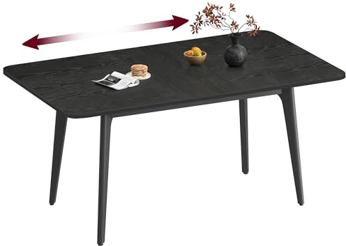 VASAGLE Table de Salle à Manger, Plateau Extensible, Capacité de Charge de 120 kg, pour Salle à Manger, Bureau ou Espace de Travail, Design Épuré, Noir Boisé KDT090BA02V1