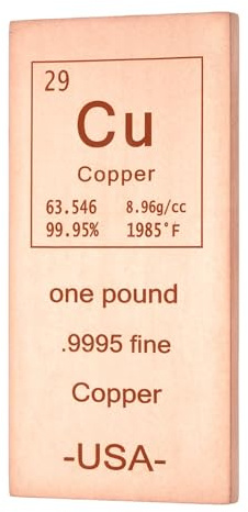PATIKIL Metallbarren 1 Pfund Kupferbarren Metall Briefbeschwerer 999 | Reiner Laser Gravur, Für Büro Element Sammlungen Lehrer Labor, Wissenschaftliches Experiment, Briefbeschwerer