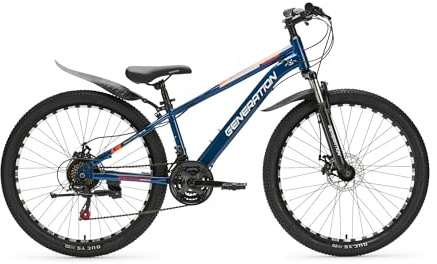 Generation M-760 Mountainbike 26 Zoll - Kinderfahrrad mit Schutzblechen - Scheibenbremsen - 21 Gänge - Blau