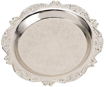 Yechiry Vassoi in Metallo Vintage, Piatti da Portata in Lega di Zinco Argento con Motivo Elegante a Foglie per Antipasti, Dessert, Snack, Robusti per Feste, Intrattenimento Domestico