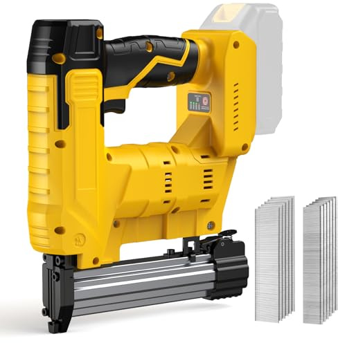 Pistola grapadora inalámbrica 2 en 1 de 18 GA compatible con batería Dewalt de 20 V máx. (sin batería), pistola de uñas eléctrica/engrapadora alimentada por batería con 1000 clavos/grapas para mejoras