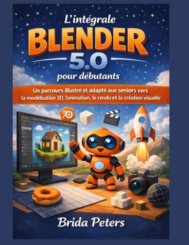 L'intégrale Blender 5.0 pour débutants: Un parcours illustré et adapté aux seniors vers la modélisation 3D, l'animation, le rendu et la création visuelle
