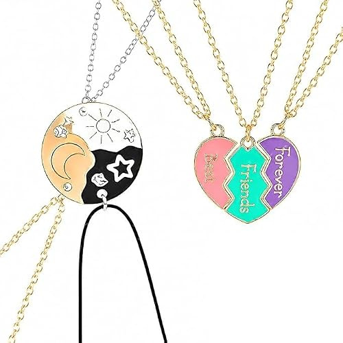 CQXSYTBN Collar BFF para 3 Amigas, 6 Piezas, Corazones Rotos, Multicolor