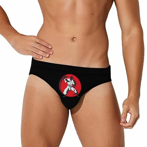 Karate Men's Swim Briefs Sexy Bikini Swim Trunks Quick Dry Triangle Swimsuit