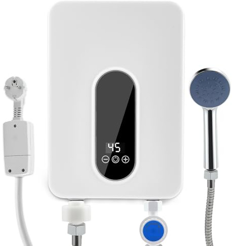 Mini Durchlauferhitzer, 5500W Elektrischer Durchlauferhitzer 220V, Durchlauferhitzer Klein mit Temperaturanzeige 30-55°C, Durchlauferhitzer Küche, Druckfester Durchlauferhitzer für Dusche Küche