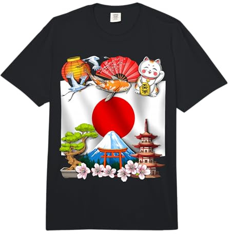 Giappone Bandiera Giapponese Fiore di ciliegio Sakura Monte Comfort Colors Adult Heavyweight T-Shirt