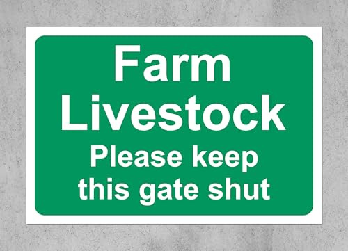 Farm livestock please keep the gate shut safety sign - Rigid plastic - 200mm x 150mm