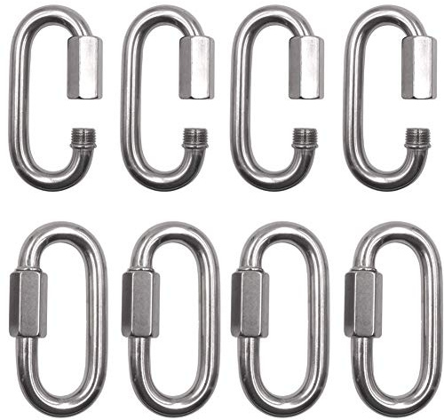JPYH 8 Stück 5 mm Karabiner, Kettenglied Karabiner Edelstahl, Schraubverbinder,Carabiner für Camping, Angeln, Wandern oder Reisen
