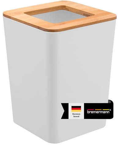 bremermann Kosmetikeimer Calvi aus Bambus und Kunststoff // Abfalleimer // Mülleimer 5,5 Liter (weiß)
