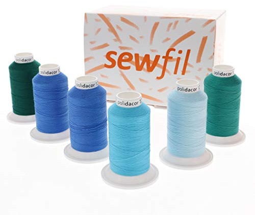 Sewfil hem - polydacor 120 - 6 x 1 000 meter) MIX 63 polyester sytråd kottar Pack - Cool