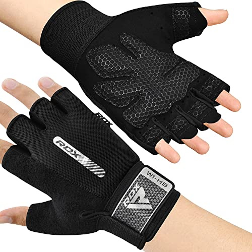 RDX Gants de Fitness Respirant Anti-dérapant, Gant Masculation Sport Soutien au Poignet Protection Paume Forte Adhérence Workout Entrainement Fitness Gymnastique Powerlifter Gym Gloves Halterophilie