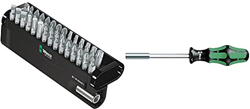 Wera 05057434001 Sortiment, Bit-Check Metal 1, 30-teilig, Stück & 810/1 Bit-Handhalter mit Sprengring, 1/4 Zoll x 120 mm, 05051005001
