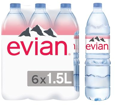 Evian Natural Mineral Water, 1.5L (Pack of 6)