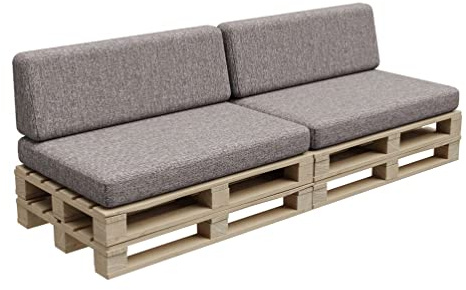 Gutekissen® Palettenkissen, Palletenpolster, Gartenkissen, Palettenauflagen, Sofa, Kissen, Polster, Auflagen Indoor Outdoor PFBG (2X Set (120x80 + 120x35), Grau)