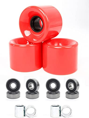 4 Skateboard-Räder mit Kugellagern, Skateboard-Rollen, Longboard-Rollen für Cruiser, Teile, Werkzeugräder, 80 A, 70 mm, Rot