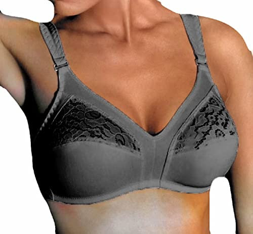 GIOS 1 Pezzo Reggiseno Donna 985 Morbido Pizzo Foderato con Inserti in Pizzo - Coppa B. Nero 8B