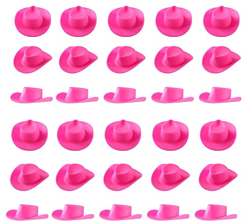 Cayway Niedlicher Miniaturhut, 30 Stück, rosa Kunststoff-Mini-Hüte aus Kunststoff, niedliche Puppenhüte, Dekoration, Zubehör für Party, Puppenverkleidung, Kuchendekoration, Mini-Gartendekoration