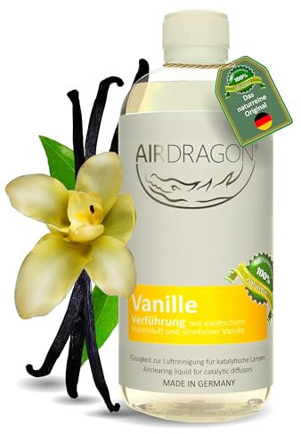 AIRDRAGON VANILLE - katalytischer Raumduft ohne künstliche Duftstoffe - natürlicher Raumduft mit naturreinem ätherischem Duft-Öl für jede katalytische Lampe 500 ml - Made in Germany