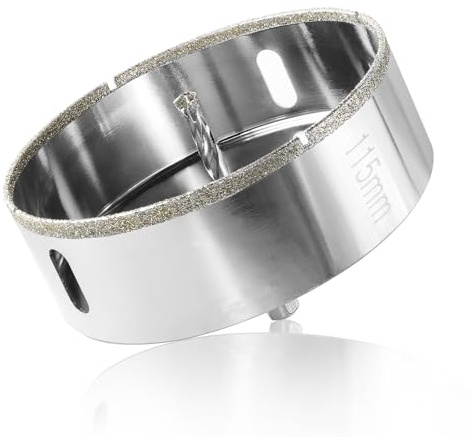 Jamiikury Scie-cloche diamantée de 115 mm avec foret central, scie cloche pour verre, carrelage, céramique, verre, porcelaine, marbre