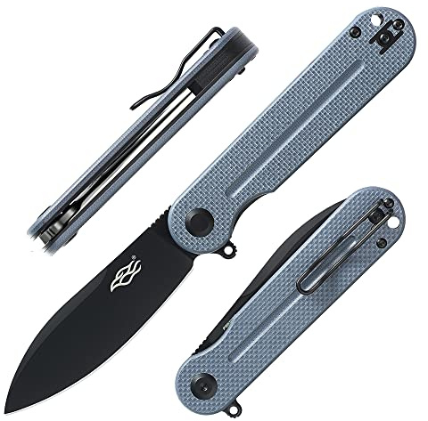 Firebird GANZO FH922PT-GY Cuchillo Plegable de Bolsillo Negro Hoja de Acero D2 85mm G10 Mango Antideslizante con Clip Camping Caza Pesca Cuchillo de Bolsillo al Aire Libre 109g (Gris)