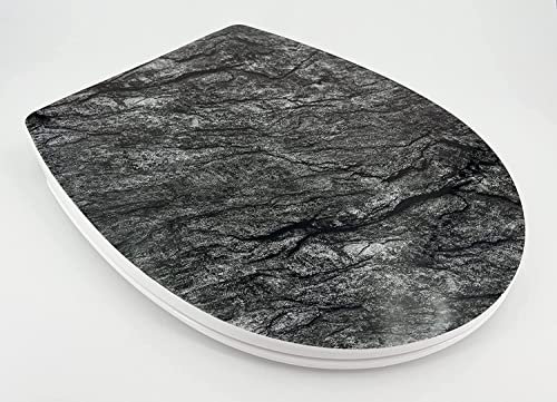 ADOB Design WC Sitz Schiefer schwarz Klobrille Klodeckel Toilettendeckel, Absenkautomatik Softclose, zur Reinigung abnehmbar, 63530