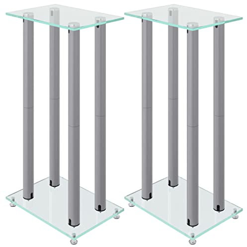 vidaXL Pedane Casse 2pz Argento Vetro Temperato Design a 4 Pilastri