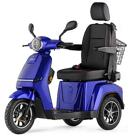 VELECO TURRIS with Adjustable Captain Seat, Highly Intuitive to use Mobility Vehicle Fully Assembled Disability Aid (Blue)