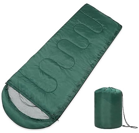 Paco Home Schlafsack Outdoor Waschbar Atmungsaktiv Erwachsene Kinder Sommer Winter Deckenschlafsack Camping Reisen, Farbe:Grün, Größe:220x70x4cm