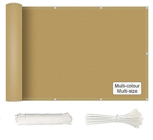 Revestimiento de privacidad para balcón, 90 x 150 cm, protección de privacidad mínima, con ojales de metal, brida y cordón, protección contra el viento, protección solar