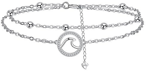 Micory Damen Armband Surfer Welle Anhänger aus 925 Sterling Silver echt Silber, Geburtstag Freundschaft Paar Geschenke