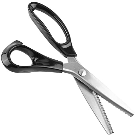 Hapivida Zackenschere, 23cm Edelstahl Scrapbook Schere Dekorative Kante Zick Zack Schere Gezahnte Klingen Schneiderschere zum Nähen von Stoffen, Leder, Bastelpapier(4mm)