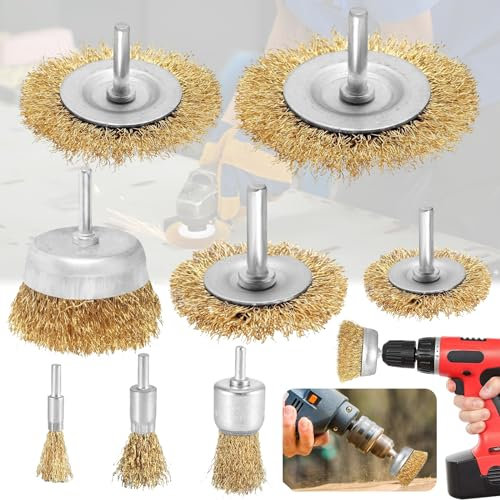 Oneroomone Brosse Metallique, Brosse Metallique Perceuse, Brosse Polissage Perceuse, Brosse Metallique Pour Perceuse Queue De 6 Mm Brosses Métalliques Pour Visseuse Perceuse à Nettoyer Bois En Métal
