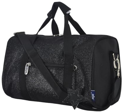 NGIL Super Star Duffle Bag für Tanz, Sport, Ballett, Tumbling und Gymnastik - Glitter Cheer mit Schultergurt und Taschen, Glitter-Schwarz, Small, Casual | Tanztasche, Balletttasche, Turnbeutel, Tumbling Gear Tasche, Schultergurt, Tragetasche, Wettkampf-Reisetasche