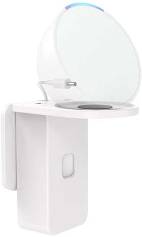 PlusAcc supporto a parete per ΡΟΡ - supporto salvaspazio per accessori per altoparlanti intelligenti, senza forare, perfetto per caffetteria, bagno, camera da letto (Bianco)