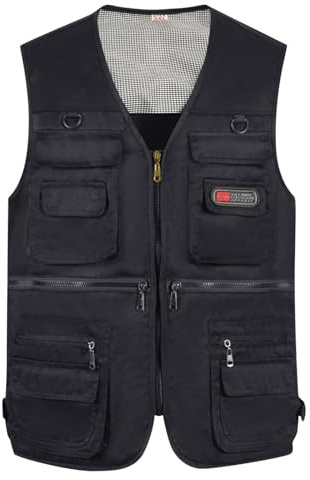 Gilet léger pour homme - Gilet de sport d'été - Gilet de travail doublé - Sans manches - En coton - Sans capuche - Respirant - Pour le camping, la photographie et la pêche