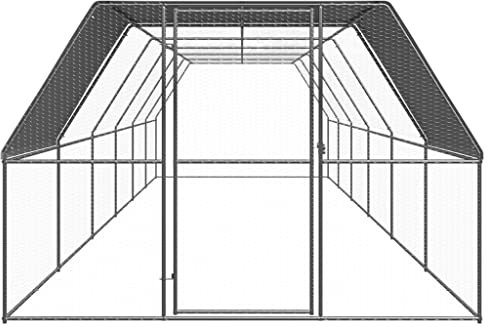 PIXZSSI Hühnerkäfig Outdoor 3x12x2 m Verzinkter Stahl UV- und Wasserbeständig Dach Tierkäfige Praktische Geräumige Außengehege für Hühner, Hennen, Enten und Andere Kleintiere