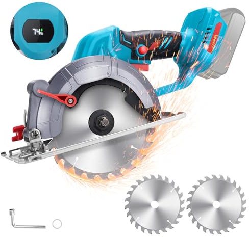 Bürstenlose Mini Kreissäge Kompatibel mit Makita 18V Akku, 12000 RPM Handkreissäge mit 2 Sägeblättern (150mm), Akku Handkreissäge zum Schneiden von Holz, Kunststoff, Weichmetall, Fliesen