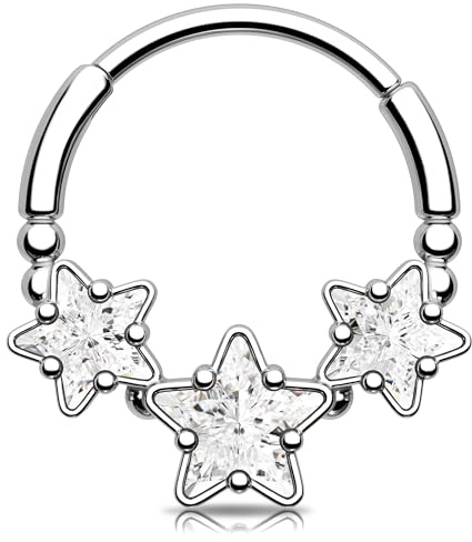 Melighting Stern Septum Ring CZ Daith Ohrring 316L Edelstahl Knorpel Ohrring Scharnier Segment Hoop Daith Piercing Schmuck