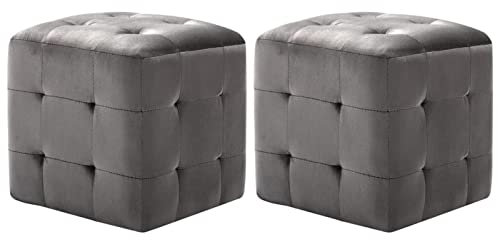 ZEYUAN Pouf 2 STK Ottoman Puff, Sitzhocker, Sitzkissen Boden, Pouf Hocker, Sitzpuff, Couch Hocker, Grau 30x30x30 cm Samtstoff