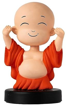 Agroha Buddha Bobble Head Figurine Happy Buddha Nodding Car Dashboard Statue Beige Lord Buddha Head Spring Figurine for Car & Home Decor Wobbling Head Buddha God Sculpture (Pack of 1)