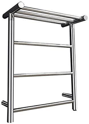 asdchZen Scaldasalviette da Bagno, Moderno Portasciugamani Elettrico in Acciaio Inox, Scaldasalviette Elettrico A Parete con Ripiano Superiore (Spina Luminosa)