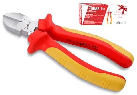 Sharp-tec VDE Wire Cutters, 160mm Side Cutters Electrical with Anti-Slip Handle, 1000V Insulated Pliers Snips for Electricians, DIY, Household, Workshop