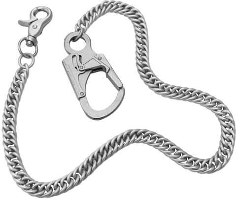 Ahiller Herren Hosenkette, Heavy Biker Geldbörsenkette mit Karabiner | Robuster Edelstahl Anti-Verlust Schlüsselkette Jeans/Gürtel, Doppelverschluss gegen unbeabs. Öffnen, Motorrad Herren Anhänger