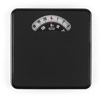 Salter Bilancia meccanica con quadrante grande – Bilancia da bagno compatta con display analogico, capacità 133 kg, precisione 0,5 kg, non richiede batterie, bilancia pesatrice corporea, nero