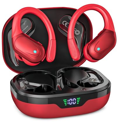 HAOYUYAN Écouteurs sans fil, 80 heures de lecture, casque de sport Bluetooth 5.3, écouteurs étanches IPX7 avec écran LED, réduction avancée du bruit, ajustement sûr pour la salle de sport/course à