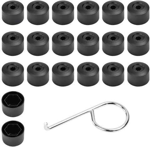 Huucozn 17mm Radschraubenkappen 20 Stück radbolzen kappen 17mm schwarz matt radmuttern kappen Radmutterkappen für Radschrauben Felgenschutz Zubehör Auto Reifen Kompatibel mit den meisten Marken